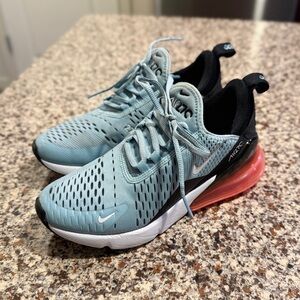 Nike Air Max 270 Blue with Pink Heel Accent